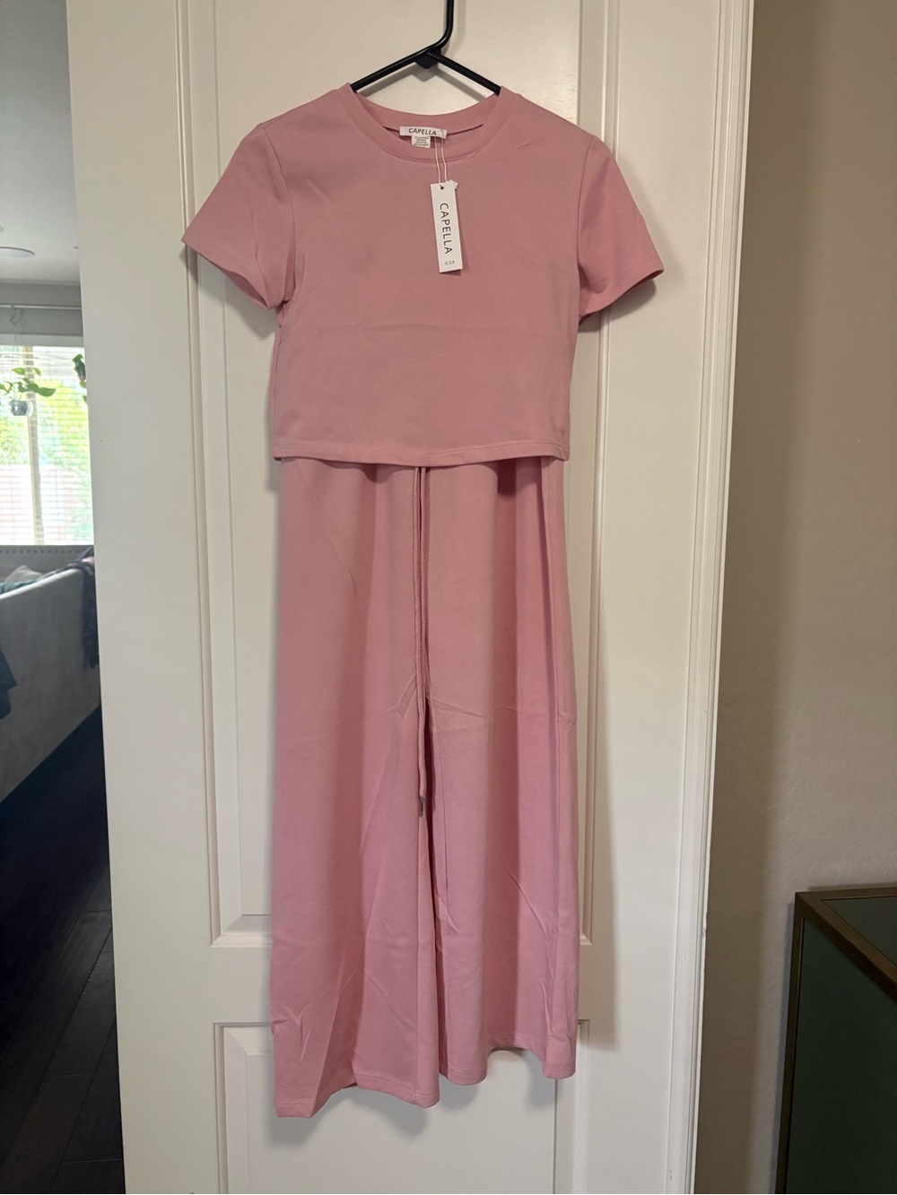 💕💕 Women’s Capella Pink Two-Piece Wide-Leg Jumpsuit Set